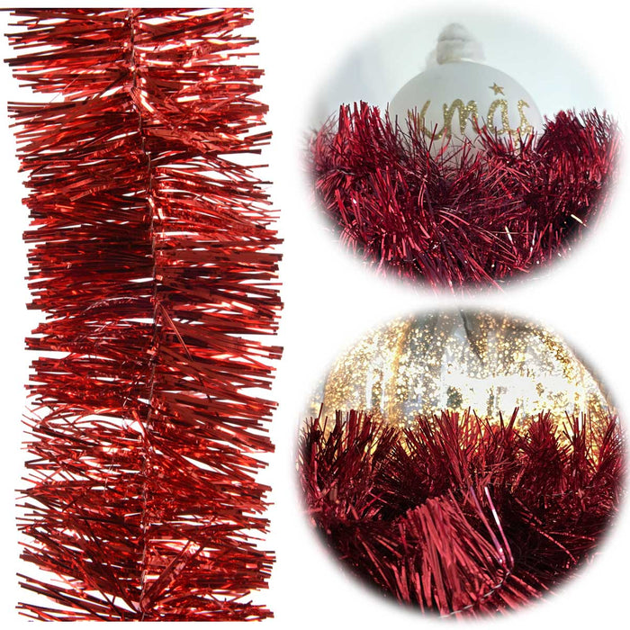 KI-generiertes Bild Brillant Weihnachts-Girlande 270cm Rot Glänzend Fasching Party Baum-Deko