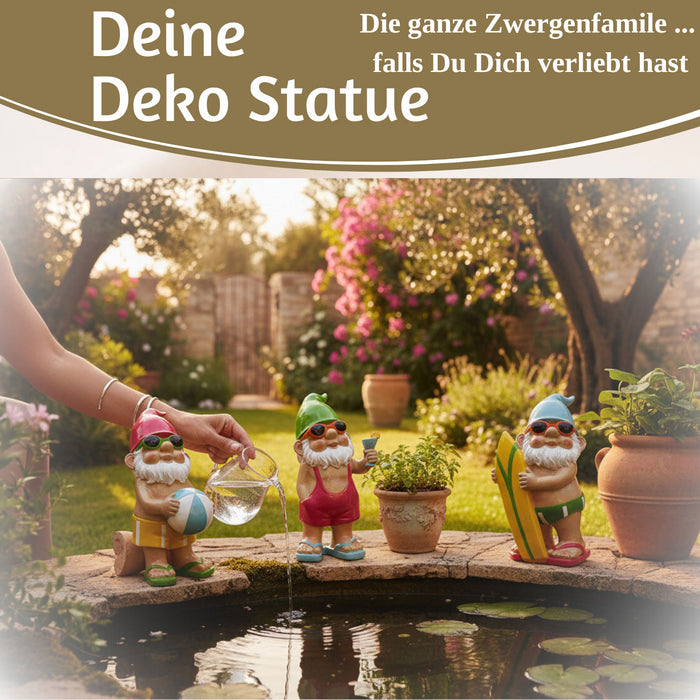 KI-generiertes Bild,XL Deko Figur Gartenzwerg Cocktail 20cm Gnom Skulptur Gartenstatue Statue Objekt