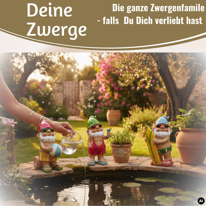 KI-generiertes Bild,XL Deko Figur Gartenzwerg Summer 23cm Gnom Skulptur Gartenstatue Statue Objekt