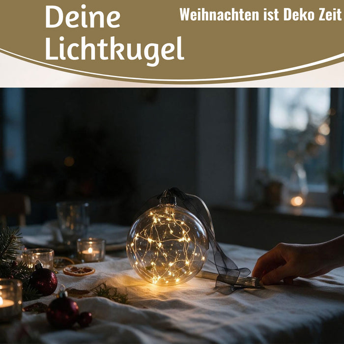 KI-generiertes Bild,XL Deko Glas Lichtkugel 30LED 14cm Grau Anthrazit Glaskugel Timer Batterie Anhängen