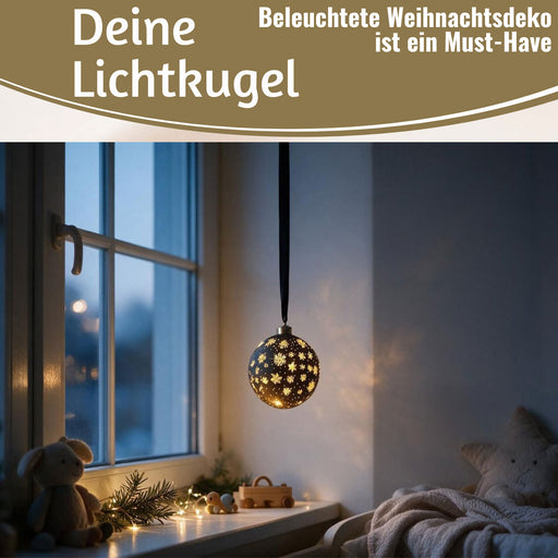 KI-generiertes Bild,XL Deko Glas Lichtkugel 15LED 14cm Gold drehbar Timer Batterie Anhängen