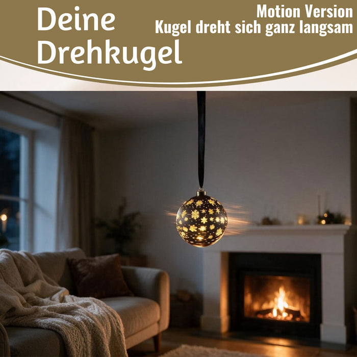 KI-generiertes Bild,XL Deko Glas Lichtkugel 15LED 14cm Gold drehbar Timer Batterie Anhängen