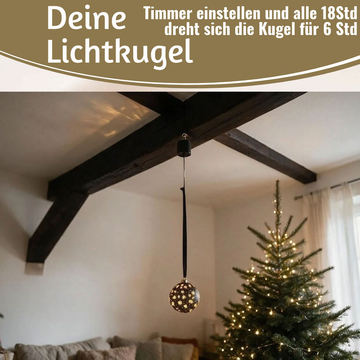 KI-generiertes Bild,XL Deko Glas Lichtkugel 15LED 14cm Gold drehbar Timer Batterie Anhängen
