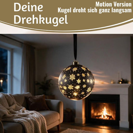 KI-generiertes Bild,XL Deko Glas Lichtkugel 15LED 14cm Gold drehbar Timer Batterie Anhängen