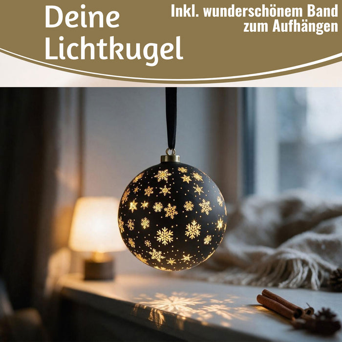 KI-generiertes Bild,XL Deko Glas Lichtkugel 15LED 14cm Gold drehbar Timer Batterie Anhängen