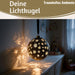 KI-generiertes Bild,XL Deko Glas Lichtkugel 15LED 14cm Gold drehbar Timer Batterie Anhängen