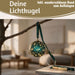 KI-generiertes Bild,XL Deko Glas Lichtkugel 15LED 15cm Herz Petrol Gold Sterne Timer Batterie Anhängen