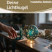 KI-generiertes Bild,XL Deko Glas Lichtkugel 15LED 15cm Herz Petrol Gold Sterne Timer Batterie Anhängen
