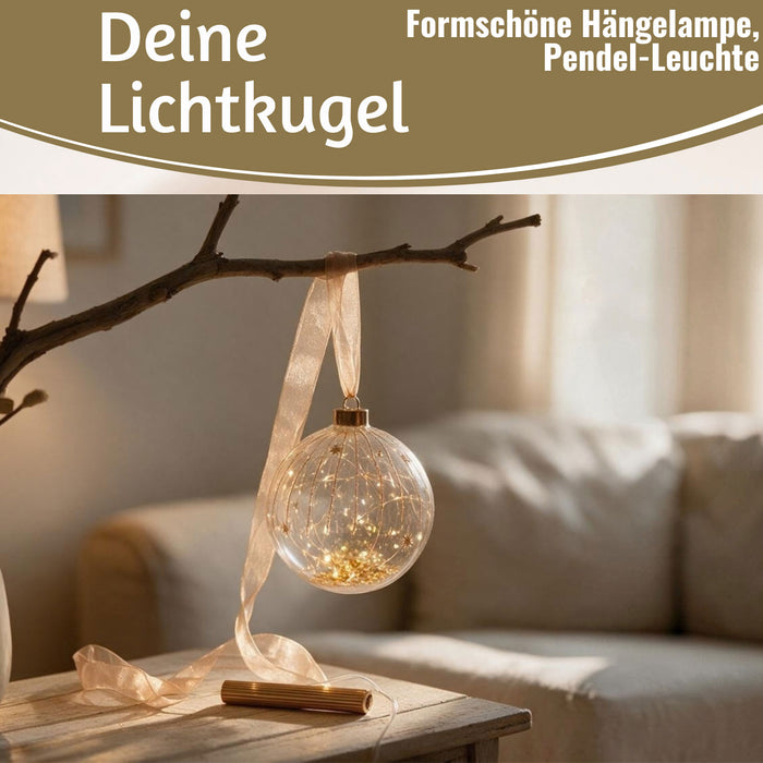 KI-generiertes Bild,XL Deko Glas Lichtkugel 30LED 14cm Gold Rose Glaskugel Timer Batterie Anhängen