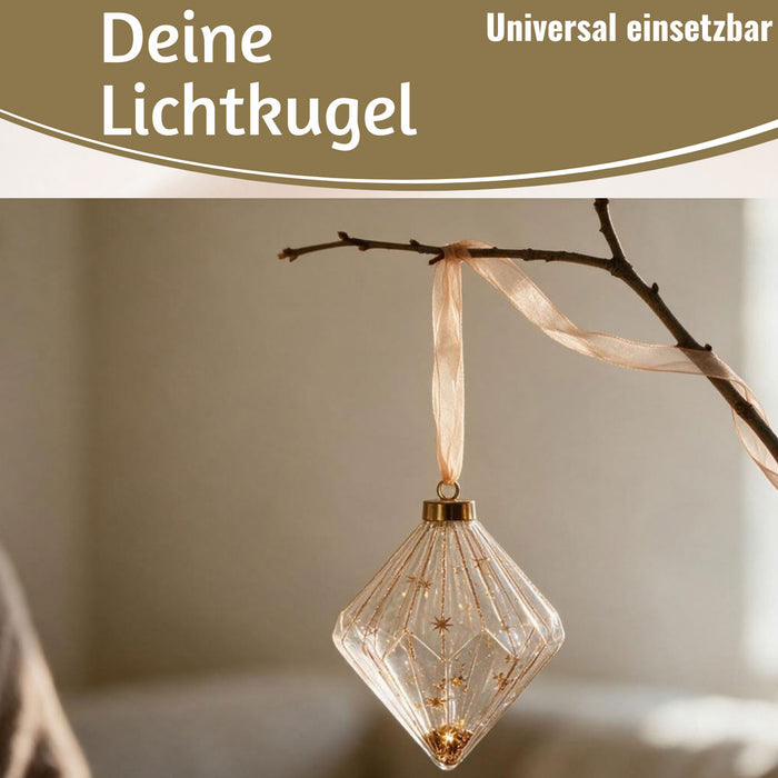 KI-generiertes Bild,XL Deko Glas Lichtkugel 30LED 14cm Gold Rose Glaskugel Timer Batterie Anhängen
