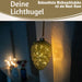KI-generiertes Bild,XL Deko Glas Lichtkugel 15LED 15cm Zapfen  Grün Silber Glaskugel Timer Batterie Anhängen