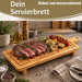 KI-generiertes Bild,XL Holz Schneidebrett 50cm auf Füßen Bambus Saftrille Serviertablett Vesperbrett